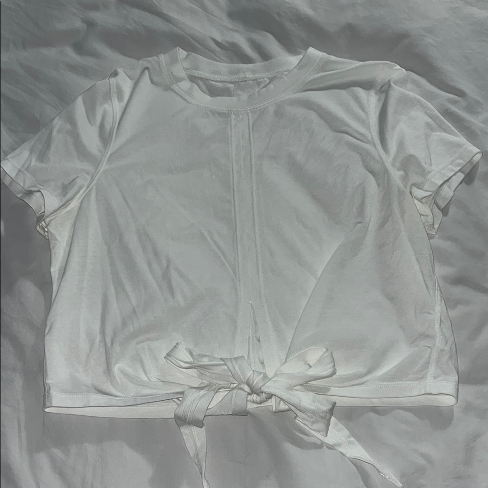White Tie-Front Women's Top